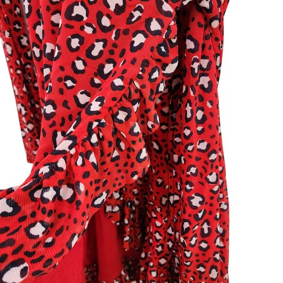 Sanctuary Women's Red Emma Cheetah Print Wrap Around Dress Sz XL - Picture 7 of 10